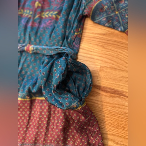 Sundance La Villette Midi Dress - Silky Texture - Boho Blue/Burgundy - Sz Medium - Picture 10 of 14